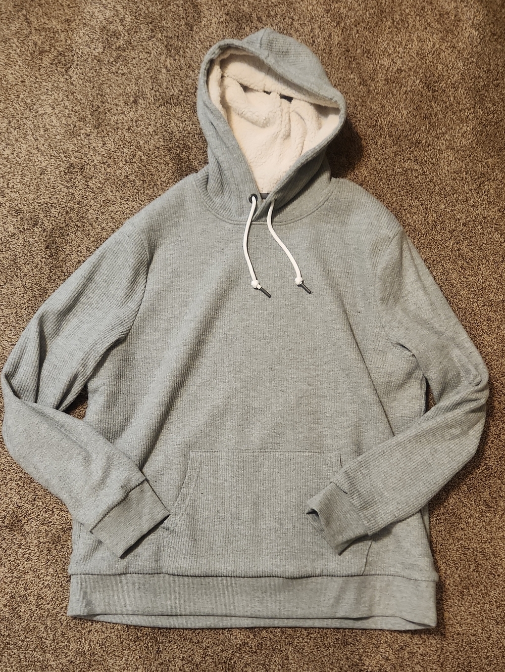 Old Navy Light Gray Sherpa-Lined Pullover Hoodie - XXL